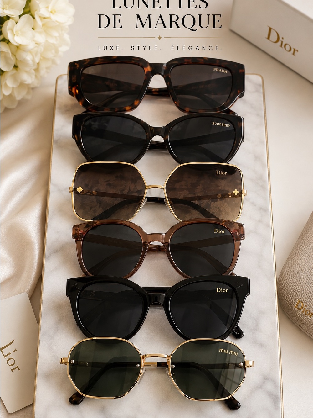 Dior Brown Tortoiseshell and Black Sunglasses Mix - Brown, Black, Gold